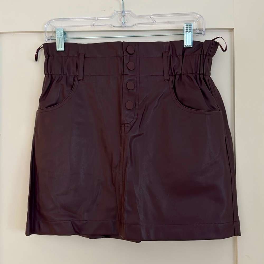 Zara paper bag style faux leather skirt